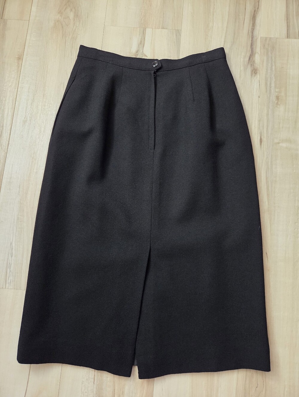🛍Sassco 90s Vintage 100% Wool Black Pencil Skirt w. Pockets Size 6